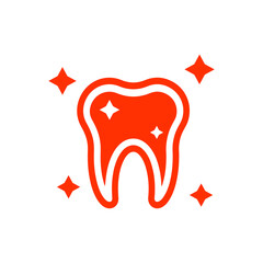 Obraz premium Dentistry, gum, service, tooth icon. Orange vector sketch.