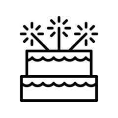 Cake flat line icon. Sweet dessert. Outline sign for mobile concept and web design, store