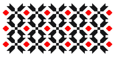 Traditional Romanian folk art knitted embroidery pattern; sewing pattern