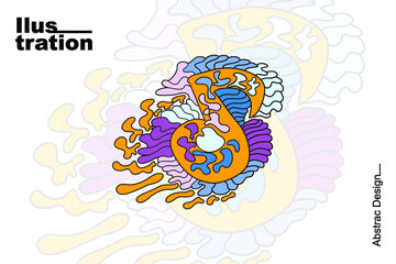 Colorful abstract doodle illustration for landing page, background, print material and social media story