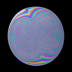 Abstract iridescent oil slick on water isolated on black background