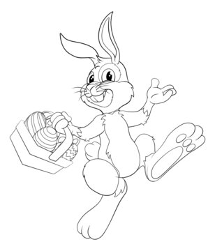 recommend clip art: Easter Bunny Cartoon Rabbit With Eggs Basket