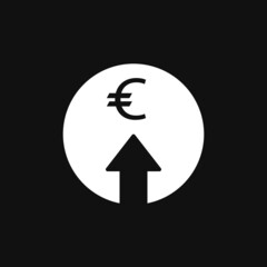 Euro cost rise icon on grey background