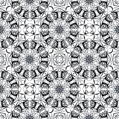 Geometric seamless pattern, ornament, abstract black and white background, fashion print, vector decorative texture.