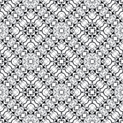 Geometric seamless pattern, ornament, abstract black and white background, fashion print, vector decorative texture.