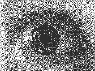 Geometric Abstract Decorative Human Open Eye Illustration In Pixel Art Style