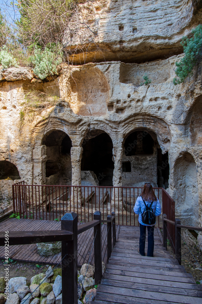 Wall mural king tombs view in samandag town of hatay province