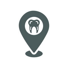 Teeth, location icon. Gray vector sketch.
