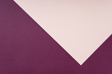 Geometric composition of colored textured paper in pink and coral shades. Creative abstract background, flat lay, top view, copy space, mockup. Fashionable minimalistic concept. Color trends