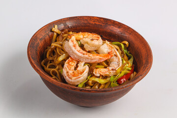 Asian cuisine - udon noodle with prawn