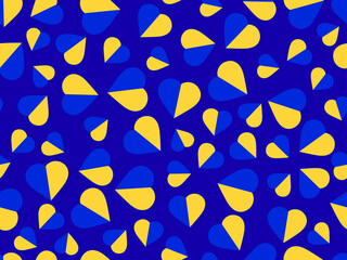 Hearts with the flag of Ukraine in yellow and blue. Seamless pattern with hearts in support of Ukraine. Design for banners, posters and printing of promotional products. Vector illustration