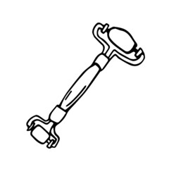 Doodle quartz roller facial massager on a green background isolated