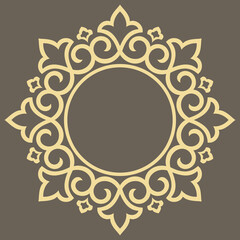 Decorative frame Elegant vector element for design in Eastern style, place for text. Floral golden and gray border. Lace illustration for invitations and greeting cards