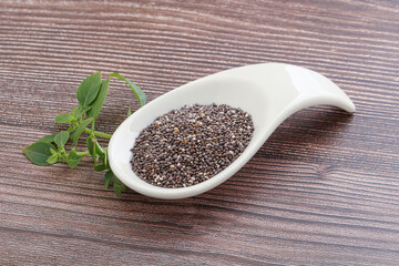 Dietary chia seeds in the bowl