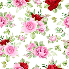 Deurstickers elegant aquarel rozen naadloos patroon © lukasdedi