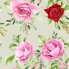 elegant watercolor roses seamless pattern