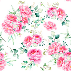 Obraz na płótnie Canvas elegant watercolor roses seamless pattern