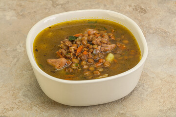 Lentil soup with chicken and vegetables
