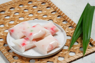 Cantik Manis. Indonesian traditional sweet dessert made from mung bean flour, sago pearls and coconut milk.