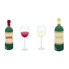 赤ワインと白ワインのイラスト