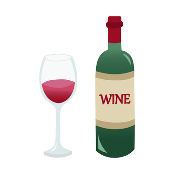 赤ワインとワインボトルのイラスト
