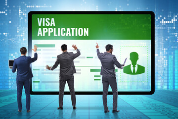 Visa application concept with businessman