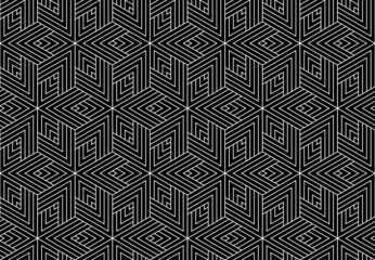 Abstract geometric pattern with stripes, lines. Seamless vector background. White and black ornament. Simple lattice graphic design