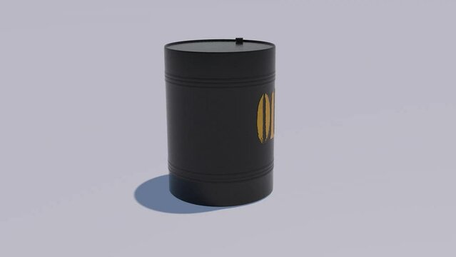 200L Black metal barrel isolated on white background. Clipping path included.