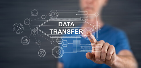 Man touching a data transfer concept