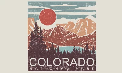 Foto op Canvas Colorado adventure vintage print design for t shirt and others. National park graphic artwork for sticker, poster, background.  © riaz