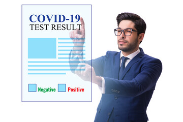 Concept of coronavirus covid-19 test with businessman