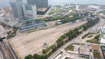  18 March 2022,Hong Kong.Aerial view of Western Harbor Tunnel in fogger day ,Hong Kong 