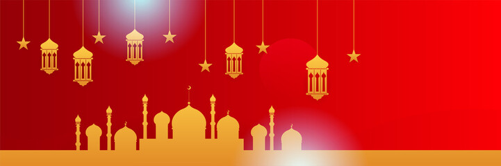 Ramadan style decoration red colorful banner design background
