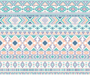 Tribal ethnic motifs geometric vector seamless background. - obrazy, fototapety, plakaty