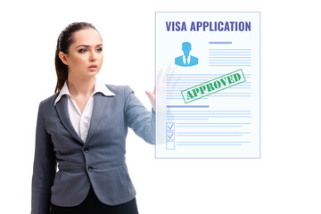 Visa application concept with businesswoman