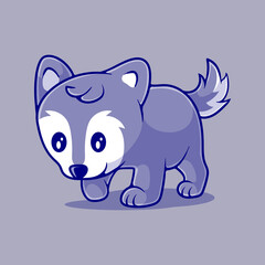 cute wolf illustration suitable for mascot sticker and t-shirt design