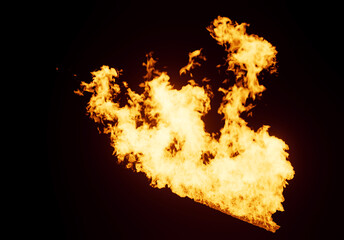 End of a Slanted wild Fire line with a light reddish glow on black