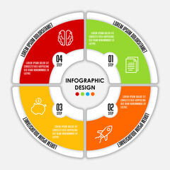 Vector circle chart infographic template for presetation with susiness concept 4 step.