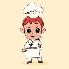 cute cartoon chef good smile and thumbs up,vector,illustration.