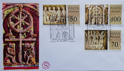 Colorful Vintage Used Postage Stamps from Vatican