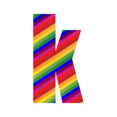 Small Letter k Rainbow Style. Modern Dynamic Colorful Alphabet k Vector Illustration. EPS 10