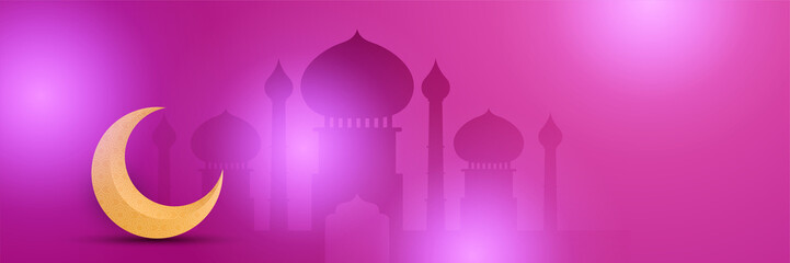 elegant ramadan style magenta and yellow colorful banner design background