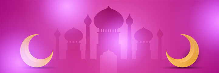 elegant ramadan style magenta and yellow colorful banner design background