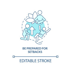 Be prepared for setbacks turquoise concept icon. Maintaining weight after diet abstract idea thin line illustration. Isolated outline drawing. Editable stroke. Arial, Myriad Pro-Bold fonts used