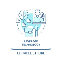 Leverage technology turquoise concept icon. Way to increase business efficiency abstract idea thin line illustration. Isolated outline drawing. Editable stroke. Arial, Myriad Pro-Bold fonts used