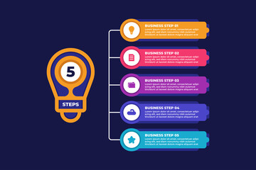 Five Steps List Idea Business Infographic Design
