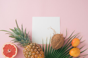 tropical fruits layout with copy space