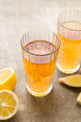 Summer refreshing carbonated drink. Drinks with sparkling mineral water