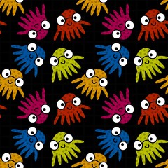 Fototapeta na wymiar Kids seamless cartoon octopus pattern for fabrics and textiles and packaging and gifts and cards and linens
