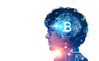 Businessman wearing glasses with digital interface with virtual